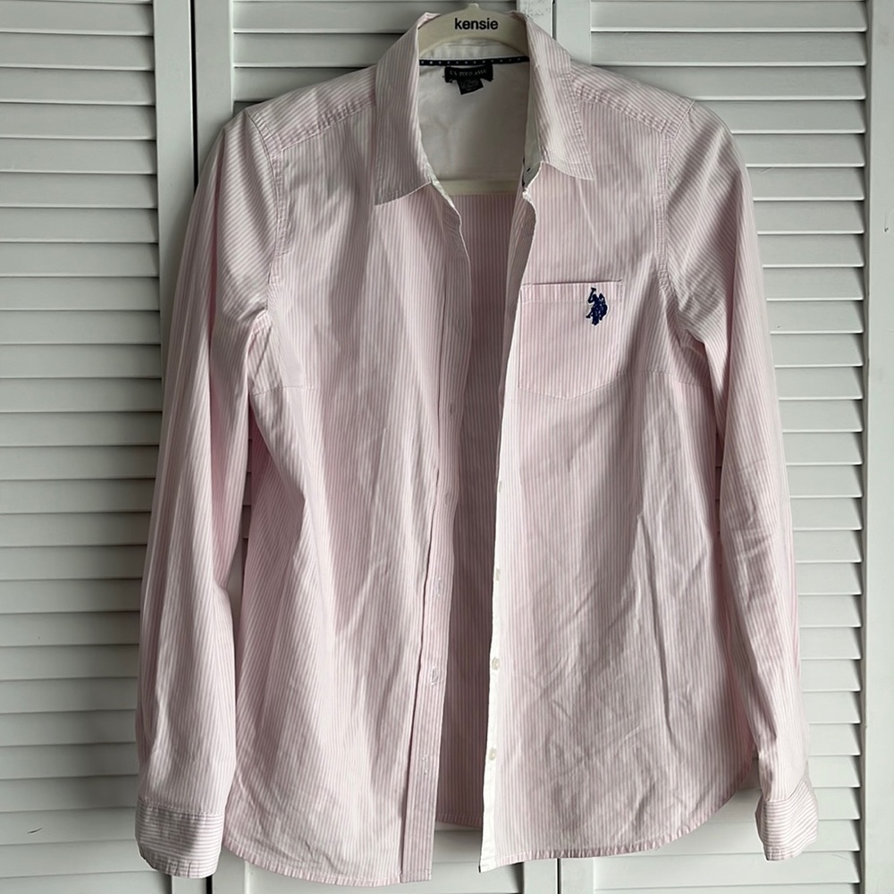 Polo Pink & White Stripe Button Down